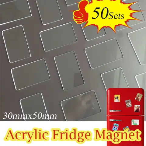 9~50Set 5×3cm DIY Acrylic Magnet Kit Refrigerator Magnet Rectangle Home Decoration Custom Photos Postcard Handmade Crafts