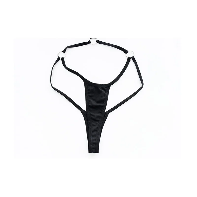 Maillot de bain une pièce noir avec anneau d\'anime, Sexy, Slim, trois points, taille basse, ajouré, sous-vêtements dos nu, Costume Cosplay pour