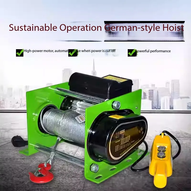 

200-400KG Electric Winch Wireless Remote Control Household Crane Electric Hoist 30M Steel Wire Rope Windlass Winding Engine