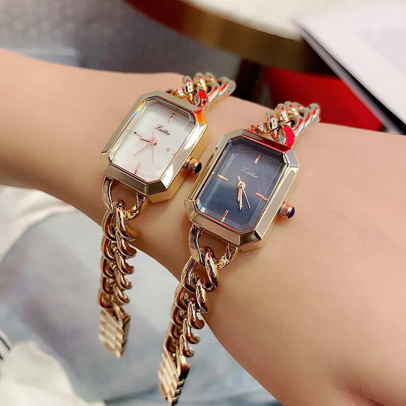 Vrouwen Quartz Horloge Luxe Rechthoek Vierkante Klok Vintage Rose Goud Strook Staal Orologio Reloj Dames Polshorloge Reloj Mujer