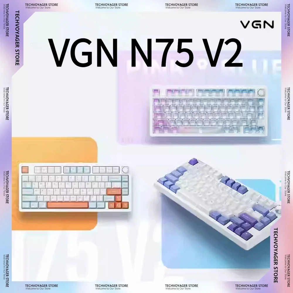 VGN N75 V2 Mechanical Keyboard RGB Light Ergonomics Hot Swap Custom Wireless Tri-Mode Gaming Keyboard PC E-Sports Accessory Gift