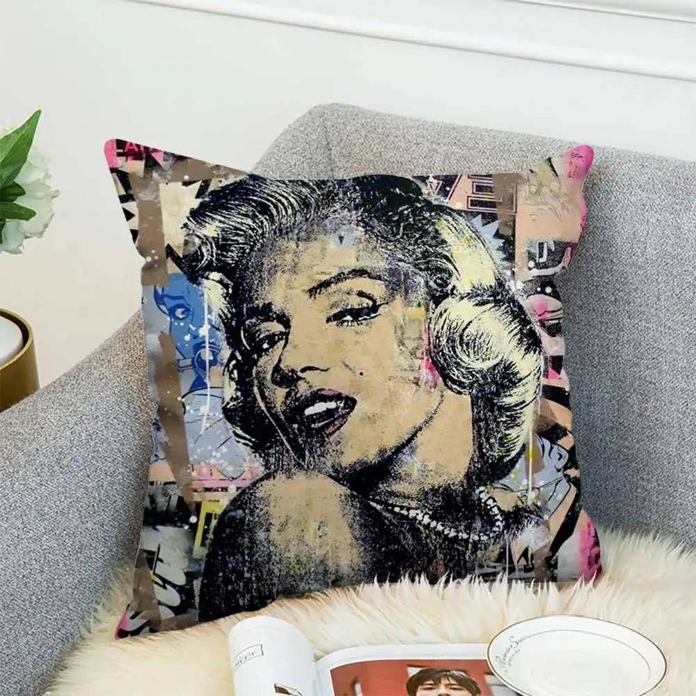 

M-Marilyn Monroe Pillow Case Double-Sided Printing Cushion Cover 45x45 Decorative Cushions Sofa Home Decor Soft Pillowcase