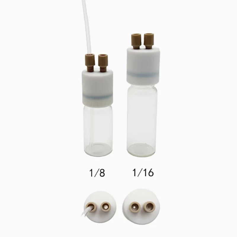 24mm PTFE bottle cap with peek head safety valve glass sample bottle