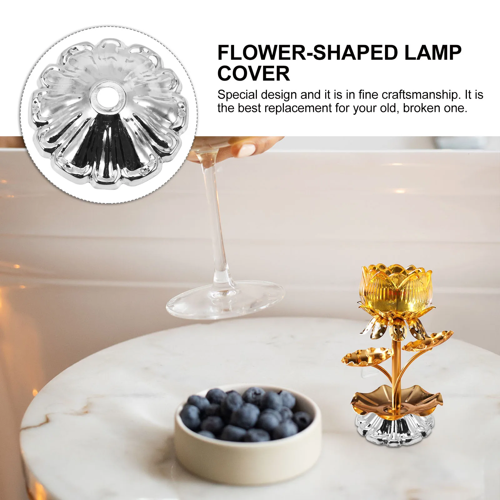 

10pcs Metal Flower Shaped Lamp Cover Case Accessories Tabletop LED Decoration Retro Style Lighting Plate Cover Small Size