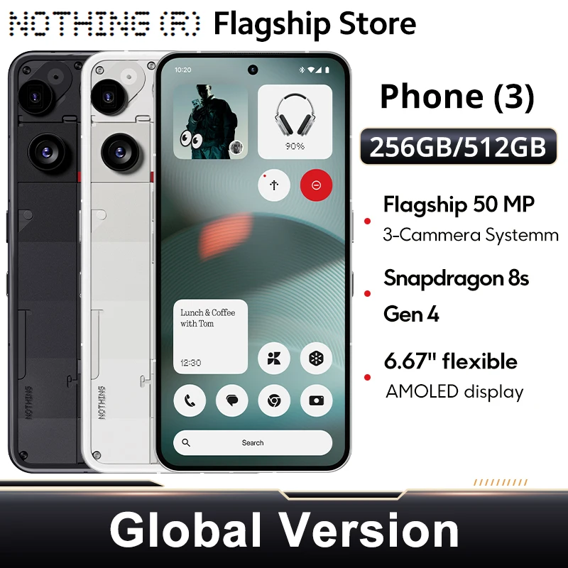 Nothing Phone (3) 5G Global Version Smartphone Qualcomm Snapdragon 8S Gen 4 NFC 6.77'' 120Hz AMOLED 50MP Camera 65W Charging