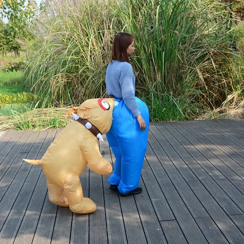 New Inflatable Dog Bites the Buttock Costume Toy Funny Christmas and Halloween Are Conspicuous Outdoor Clothing For Adult Gifts