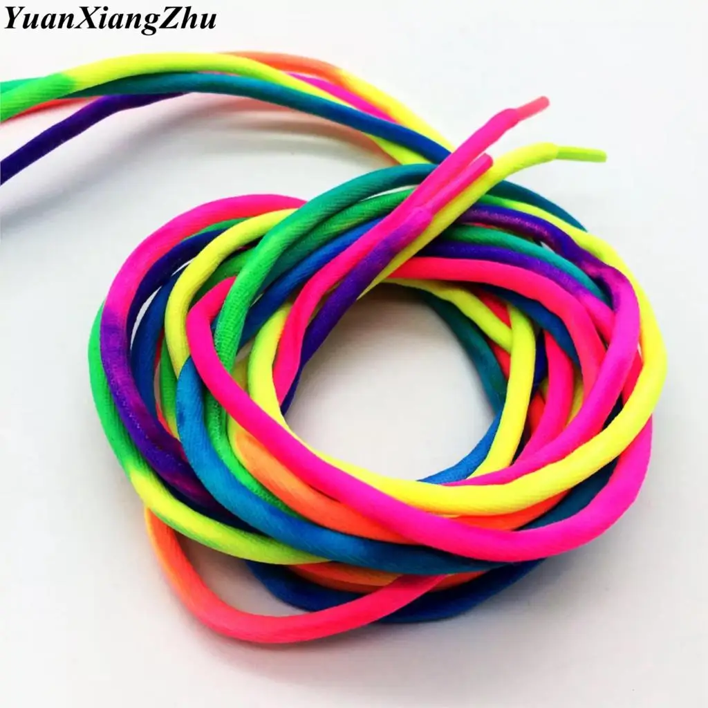 1Pair Round Rainbow Color Shoelaces Canvas Athletic Shoelace Sport Sneaker Shoe Laces Strings 100CM/120CM