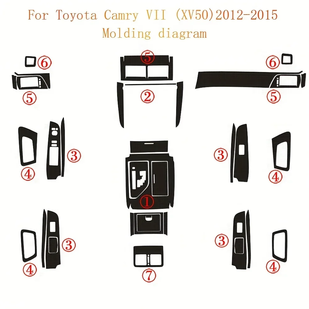 

Для Toyota XV50 2012-2015 комплект внутренней отделки-левый привод 3D 5D наклейки из углеродного волокна комплект аксессуаров для стайлинга автомобиля