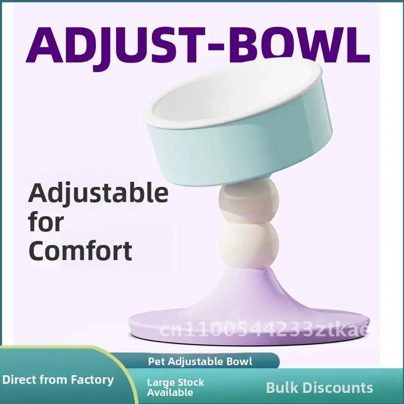 

Adjustable Pet Drinking Fountain Neck Protection High Feet Cat Food Basin Anti-Knock Dog Water Bowl Taro Mint Three Primary