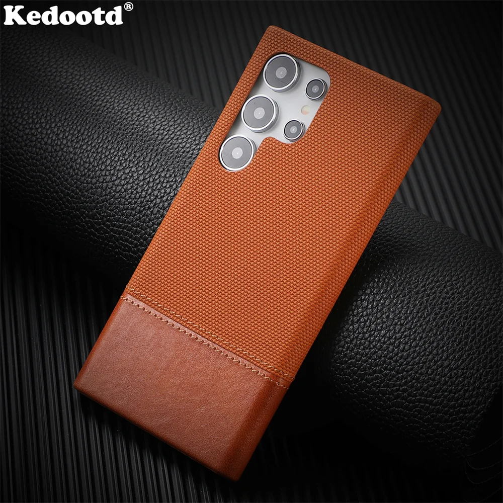 Business Style Splice PU Leather Case For Samsung Galaxy S24 Ultra S23 Ultra Top Bottom Empty Hole Lightweight Shockproof Cover