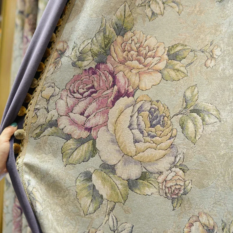 High Grade American Jacquard Thickened Chenille Panel Blackout Curtains For Living Room Bedroom French Window Customized Valance