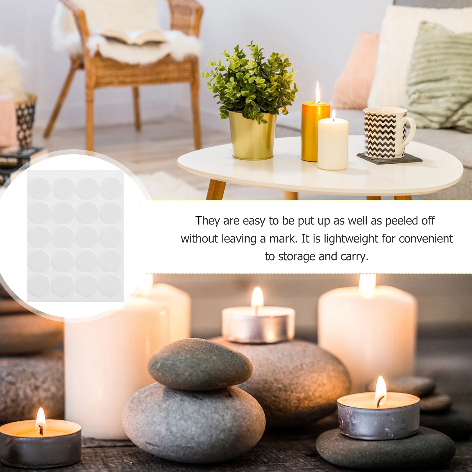 

20Pcs Wick Stickers Double Sided Heat Resistant Adhesive Tape for Home DIY Making Craft Supplies