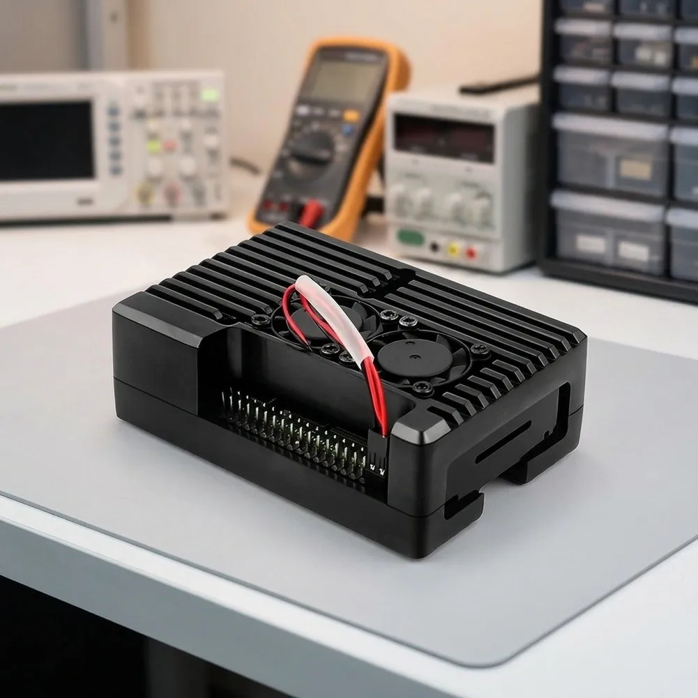 For RASPBERRY Pi 4 Aluminum Housing with Dual for fan Configuration for Improved Thermal Conductivity and Structural Resilience