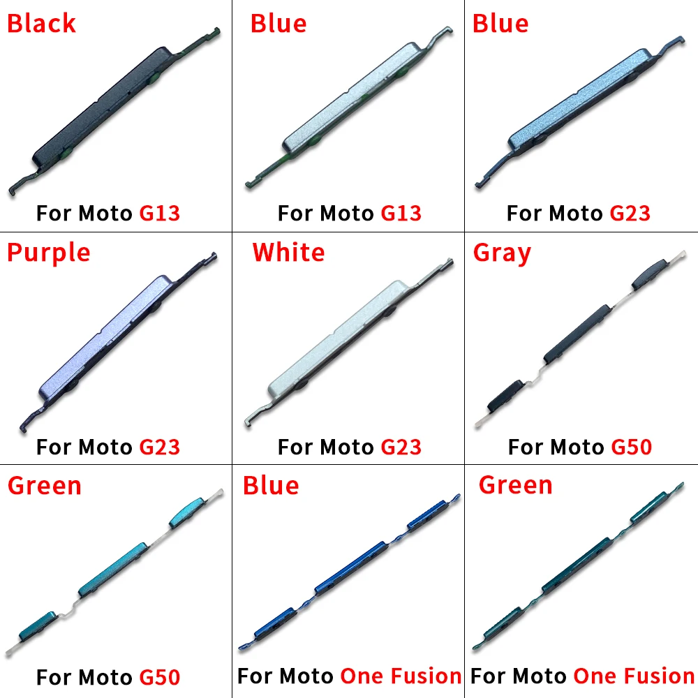 New For Moto G13 G23 G50 One Fusion Side Volume Button + Power ON / OFF Buttton Key Set Replacement Part