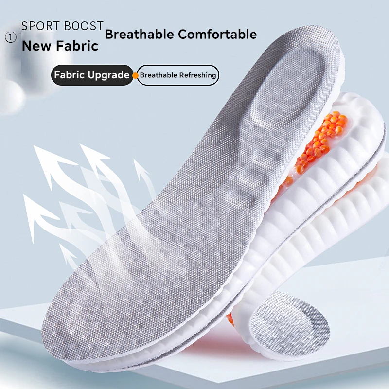 Air Cushion TPU Upgraded Sports Shock Absorption Insoles High Elastic Running Sneaker Pads Rebound Deodorant Comfortable Insloes