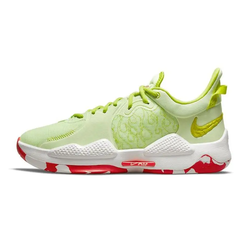 Nike Nike PG 5 Basketball Shoes Unisex Low-top Lemon Yellow/red Sneakers shoes CW3146-701