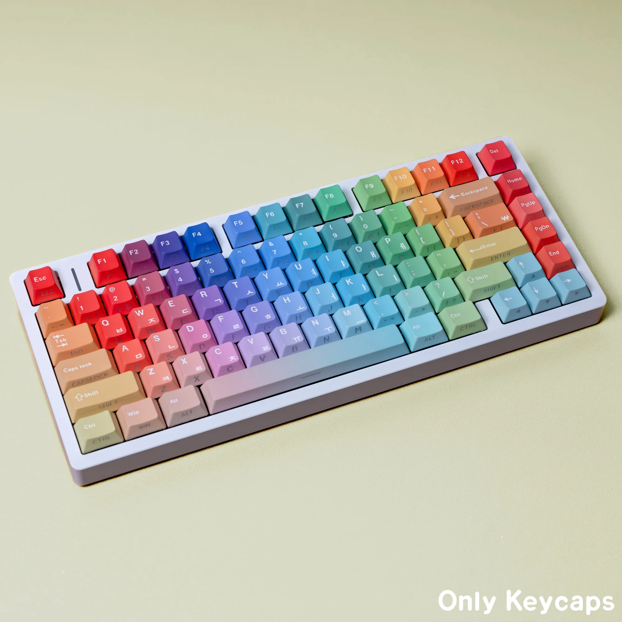 

Градиентные колпачки для клавиш PBT Cherry, корейский, английский, немецкий, 131, клавиши для механической клавиатуры, блестящая сторона, Радужный подарок для девочек
