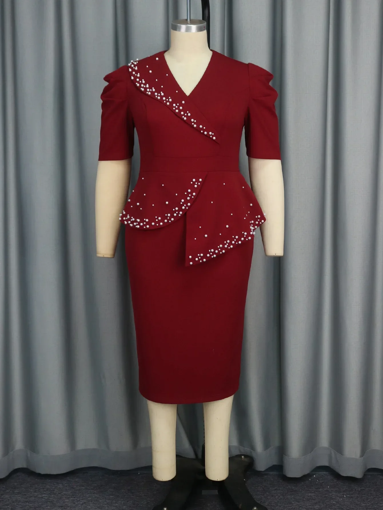 L-4XL Dashiki فساتين السهرة الأفريقية للحفلات للنساء الخريف الأفريقي حجم كبير قصيرة الأكمام الخامس الرقبة ميدي فستان أفريقيا الملابس