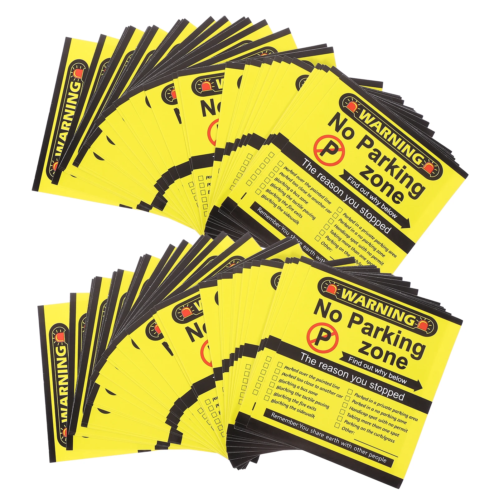 

200 Sheets Parking Violation Stickers No Parking Warning Labels Funny Yellow Car 50 Packs Waterproof Adhesive Signs