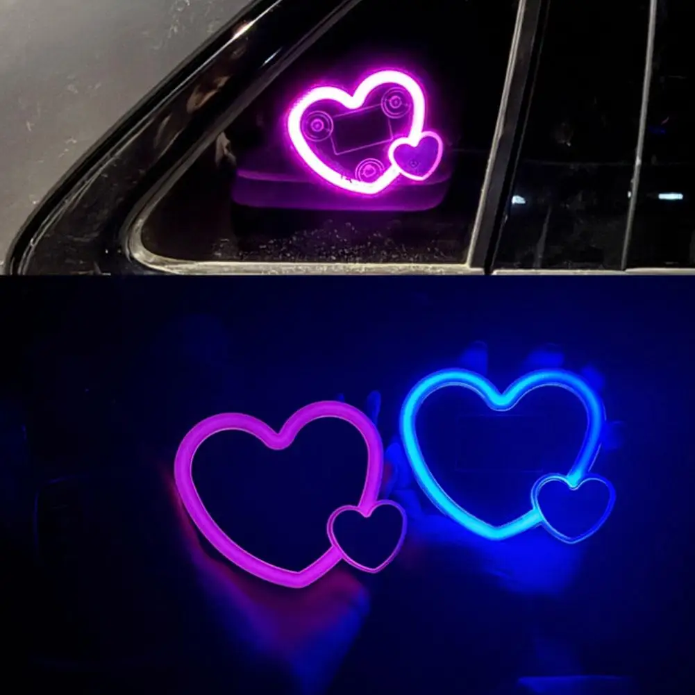 

Heart Shaped Car Ambient Light Solar Car Window Suction Glowing Car Light Heart Lights Atmosphere Cup Decoration U3U9