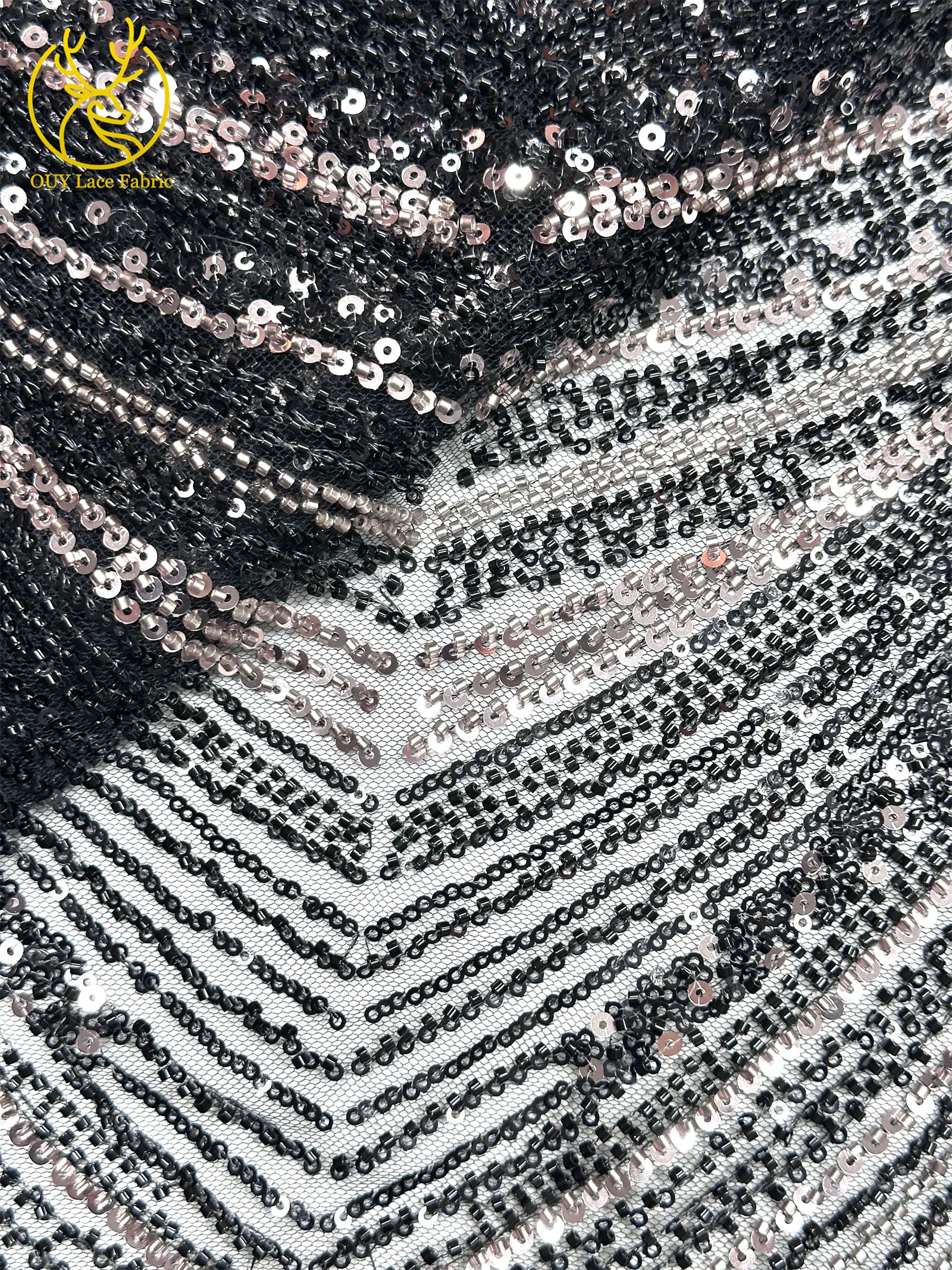 2026 Neues Design Luxuriöser Afrikanischer Perlen-Spitzenstoff 5 Yards Afrikanischer Pailletten-Spitzenstoff für Hochzeitskleider und Partykleider Nähmaterial – Detail 19