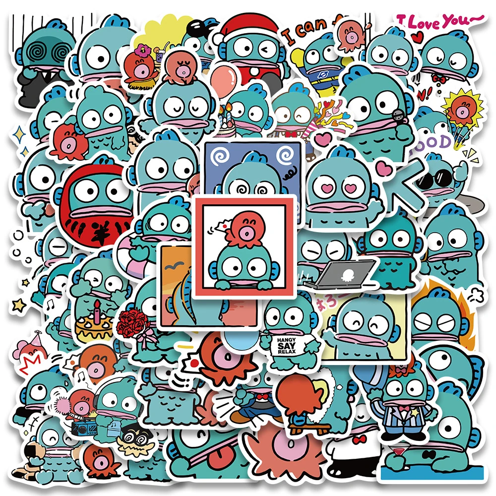 10/30/50 Stück Sanrio Ugly Fish Hanton Anime-Aufkleber, niedliche Cartoon-Sticker, Graffiti-Aufkleber für Telefon, Notizbuch, Koffer, lustige Aufkleber, Spielzeug, Geschenke – Detail 1