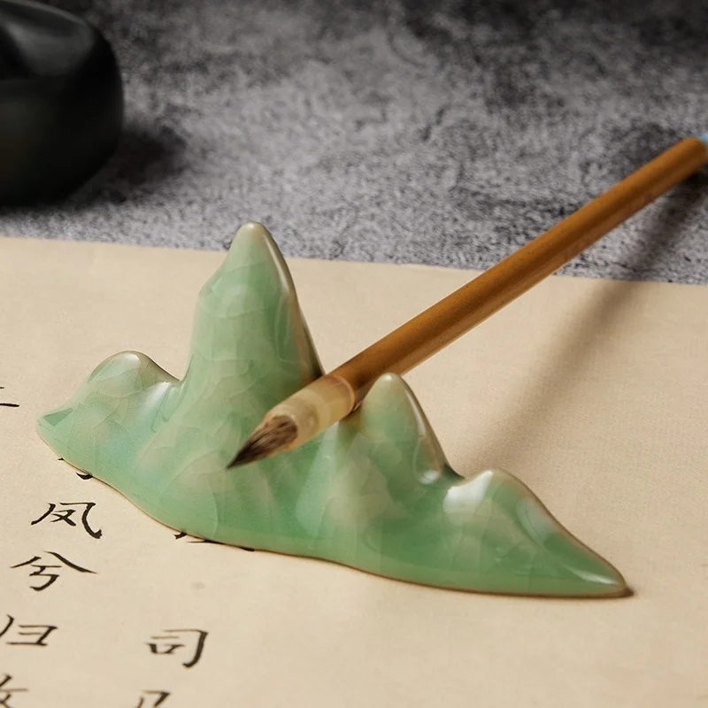 Ceramic Brush Rest Brush‑Hill Creative Calligraphy Ornament Qianshan Pen Holder for Beginner Calligraphy Practice