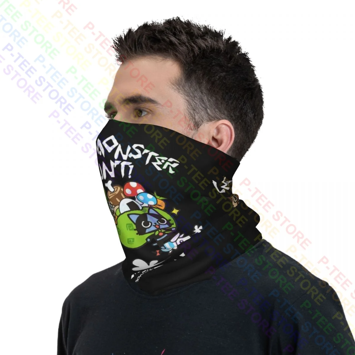 Monster Hunter Lets Monster Hunter Airou Image Neck Gaiter Bandana Scarf Face Mask Hiking Fishing Mountaineering