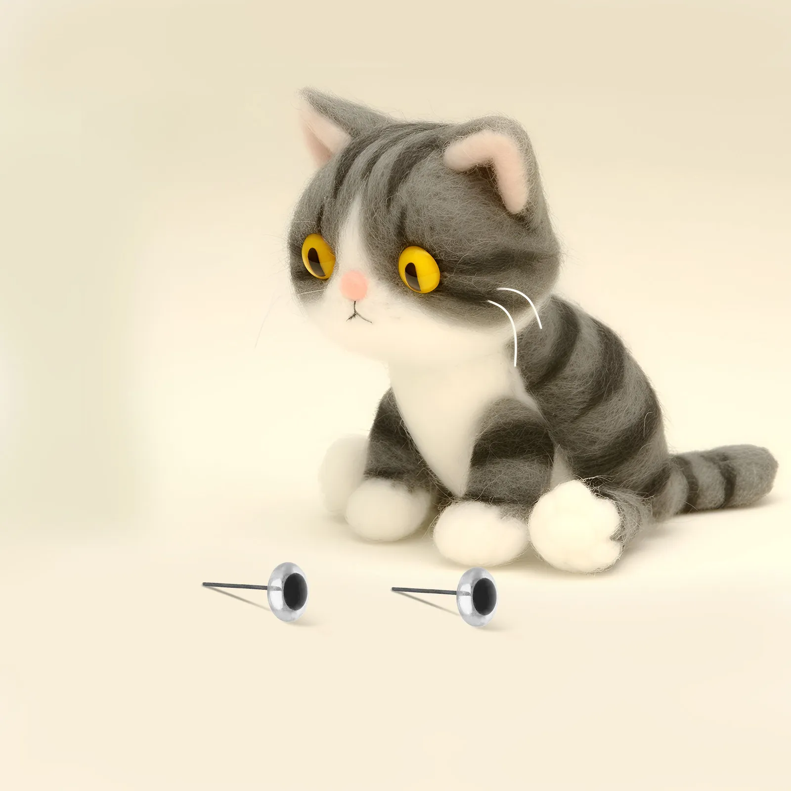 

100 шт. стеклянных глазок для игольчатого валяния, плоские круглые реалистичные безопасные глаза для вязаных крючком и вязаных спицами мягких игрушек, ассорти