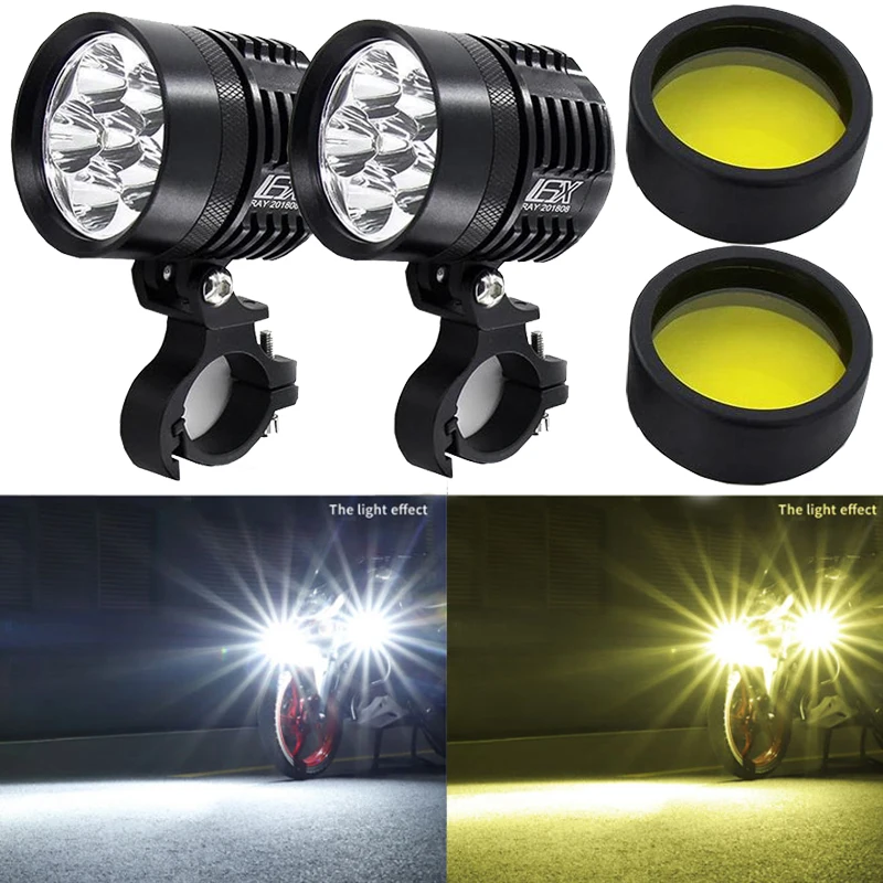 

Double Colors led strobe motorcycle headlight Fog DRL lamp car Universal Motorbike ATV bulb High Brightness Yellow white 12V