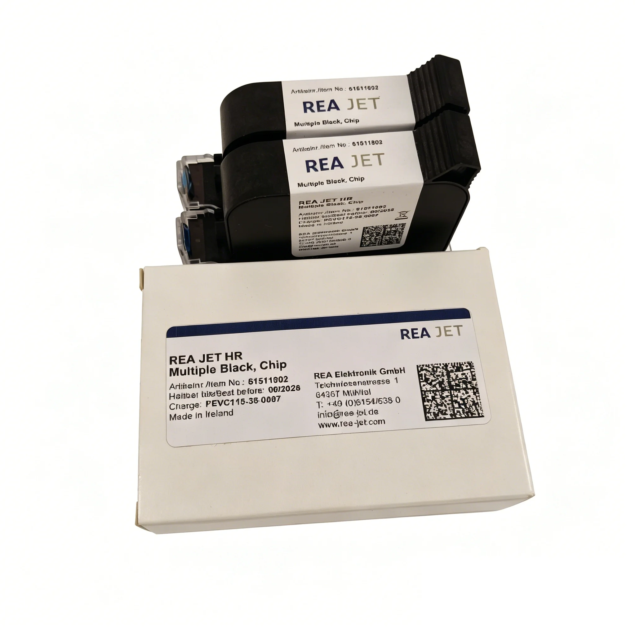 REA JET HR 2.0 Original Fast Dry Ink 61511802 Solvent 12.7mm Ink Cartridge Multiple Black with Chip Replace for  REA JET Printer