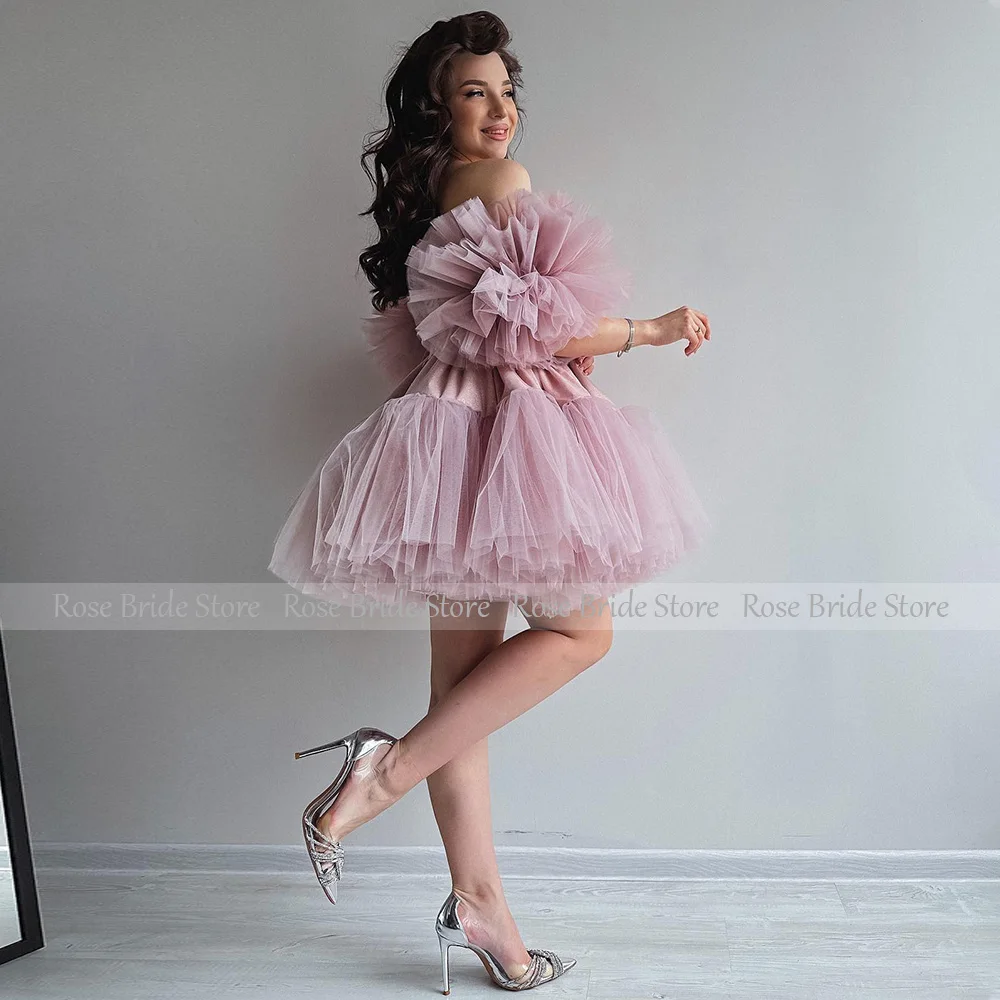 Vestidos curtos de baile para jovens, vestidos sem alças Lavender, graduação Ruffle mangas, luxo Homecoming Midi