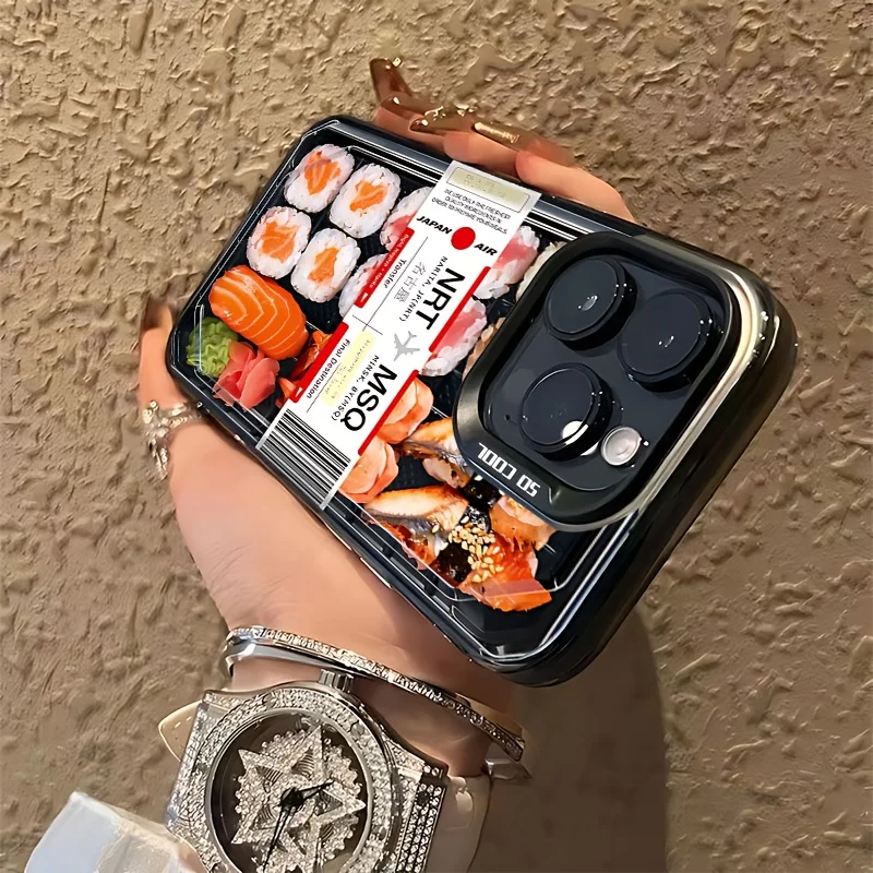

Sushi lunch box design phone case for iPhone 17 16 15 14 13 12 11 Pro/ Max/Plus shock-proof rear cover anti-fingerprint