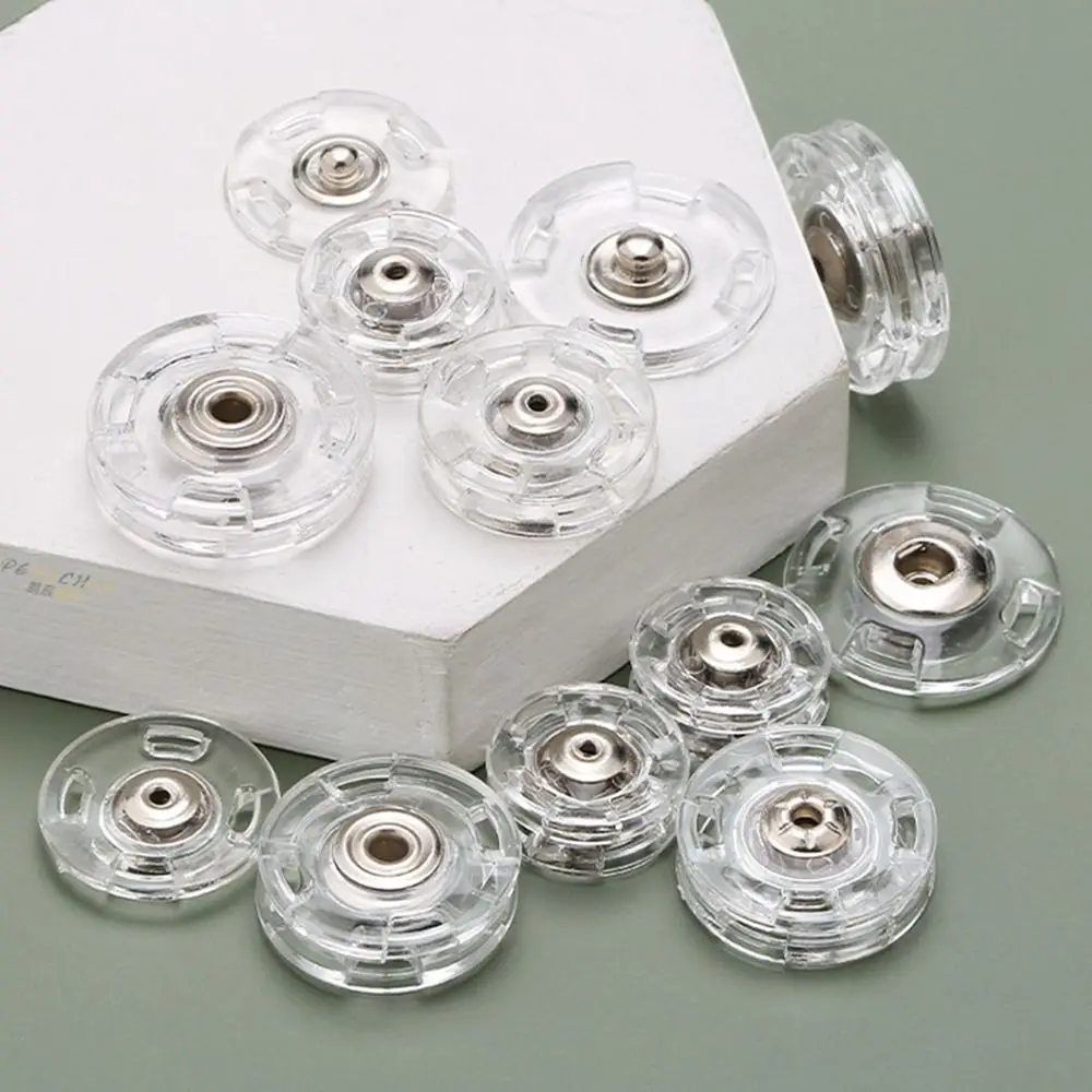 10 pcs Round Invisible Snap Button DIY Plastic Fastener Transparent Snap Button Concealed Transparent Sweater