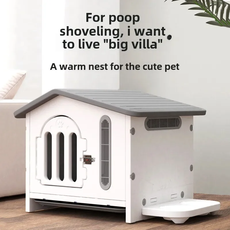 

Luxurious Dog Mansion Set: Indoor Outdoor Dog Bed & Plastic House with Seasonal Adaptability for Pet Comfort