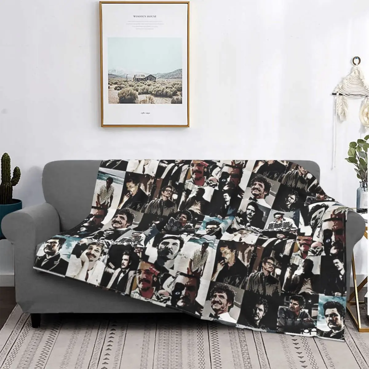 Meilleur Acteur De Groupe Blanket Fleece Velvet All Season Plaid Comic Pedro Pascal Collage Throw Blankets For Sofa Plush Thin