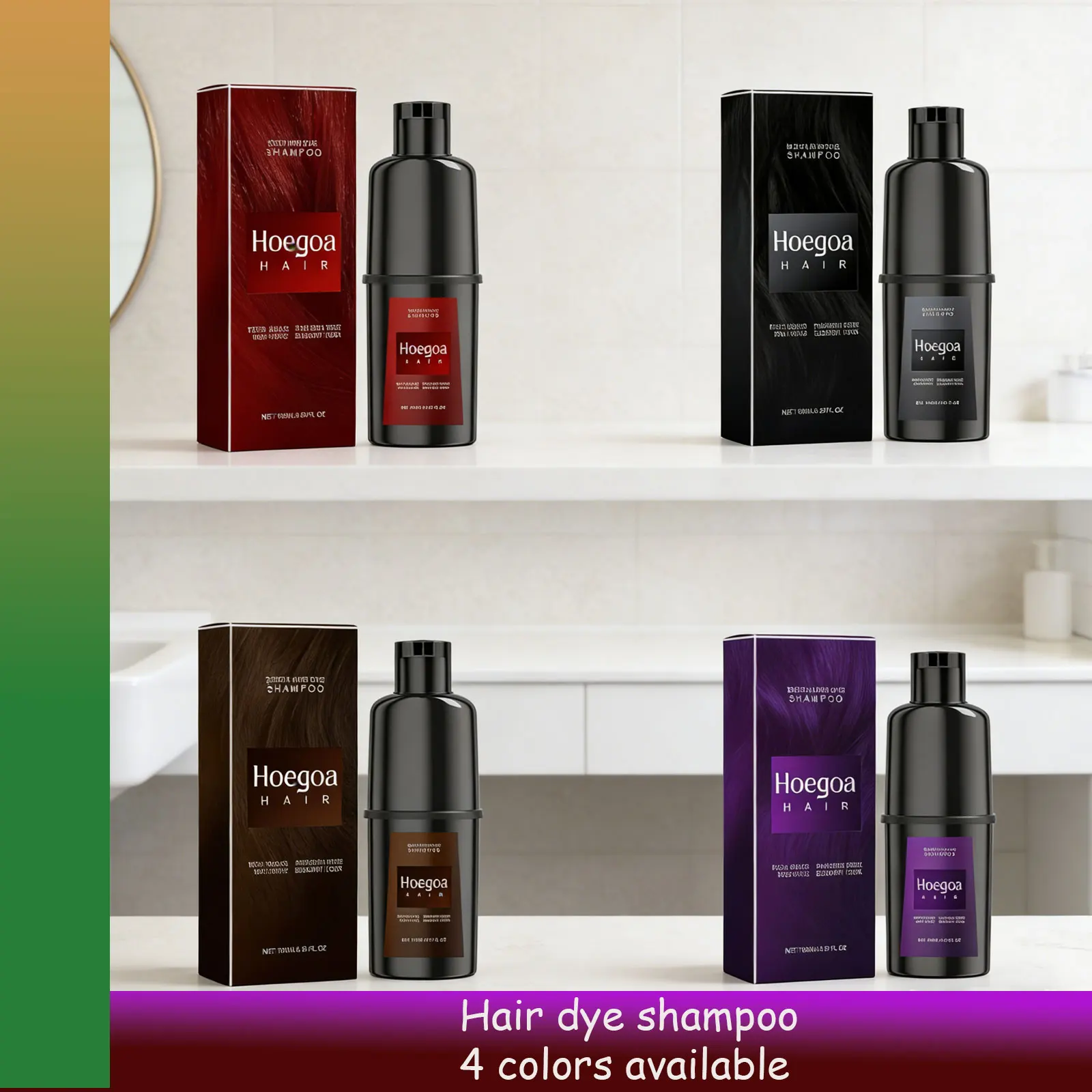 

Hoegoa 100ml Hair Dye Shampoo, Gray White Hair Coverage, Repair & Gloss Enhancing, Long Lasting Color, Moisturizing Nourishing