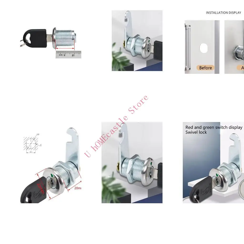 63HF 2set Cabinet Cams Lock with Cupboard Desk Hasp Latches Letter MailBox Cams Lock Security Furniture Lock Hardware
