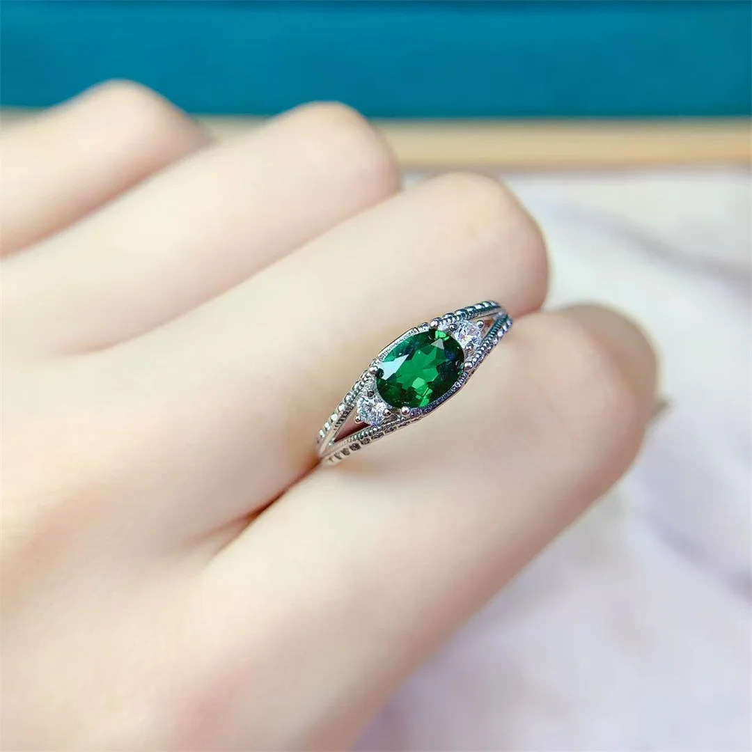 Radiant Natural Diopside Ring Elegant S925 Sterling Silver Stylish Gift Idea Opulent Jewelry Masterfully Designed