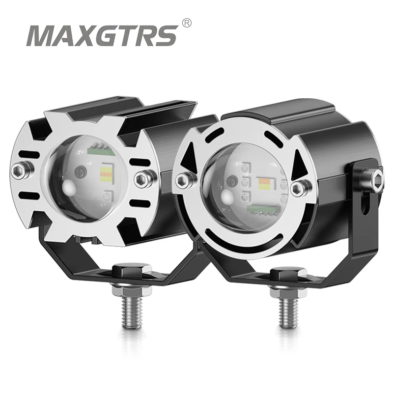 MAXGTRS Motorcycle Led Spotlight 7600 LM Electric Vehicle Auxiliary Road Far And Near Light Tangent Light Flashing Lens 12-80V