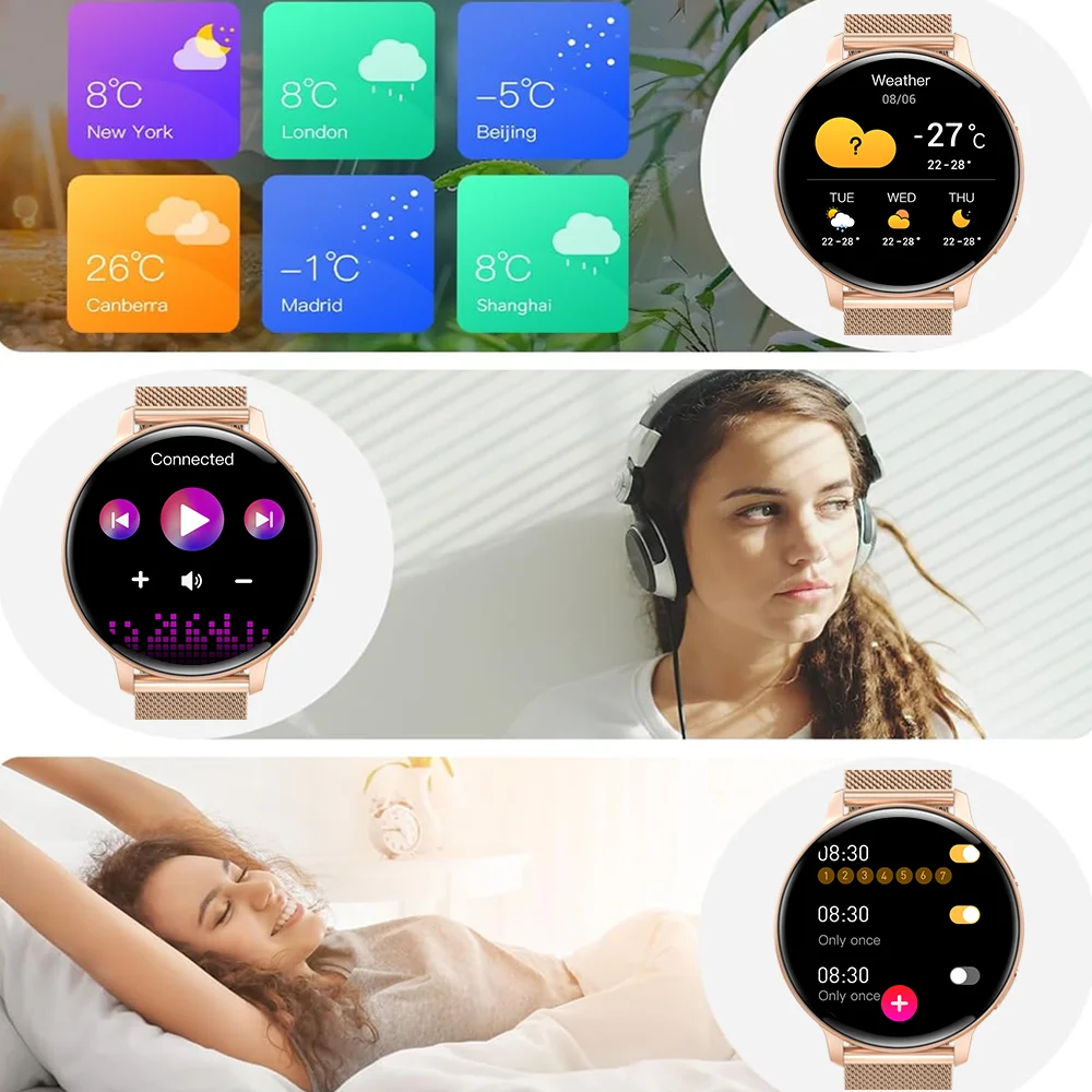 Viiray Montre intelligente pour femme Écran HD 1,39 pouces Moniteur de fréquence cardiaque et de sommeil Traqueur de cycle menstruel compatible avec iOS/Android