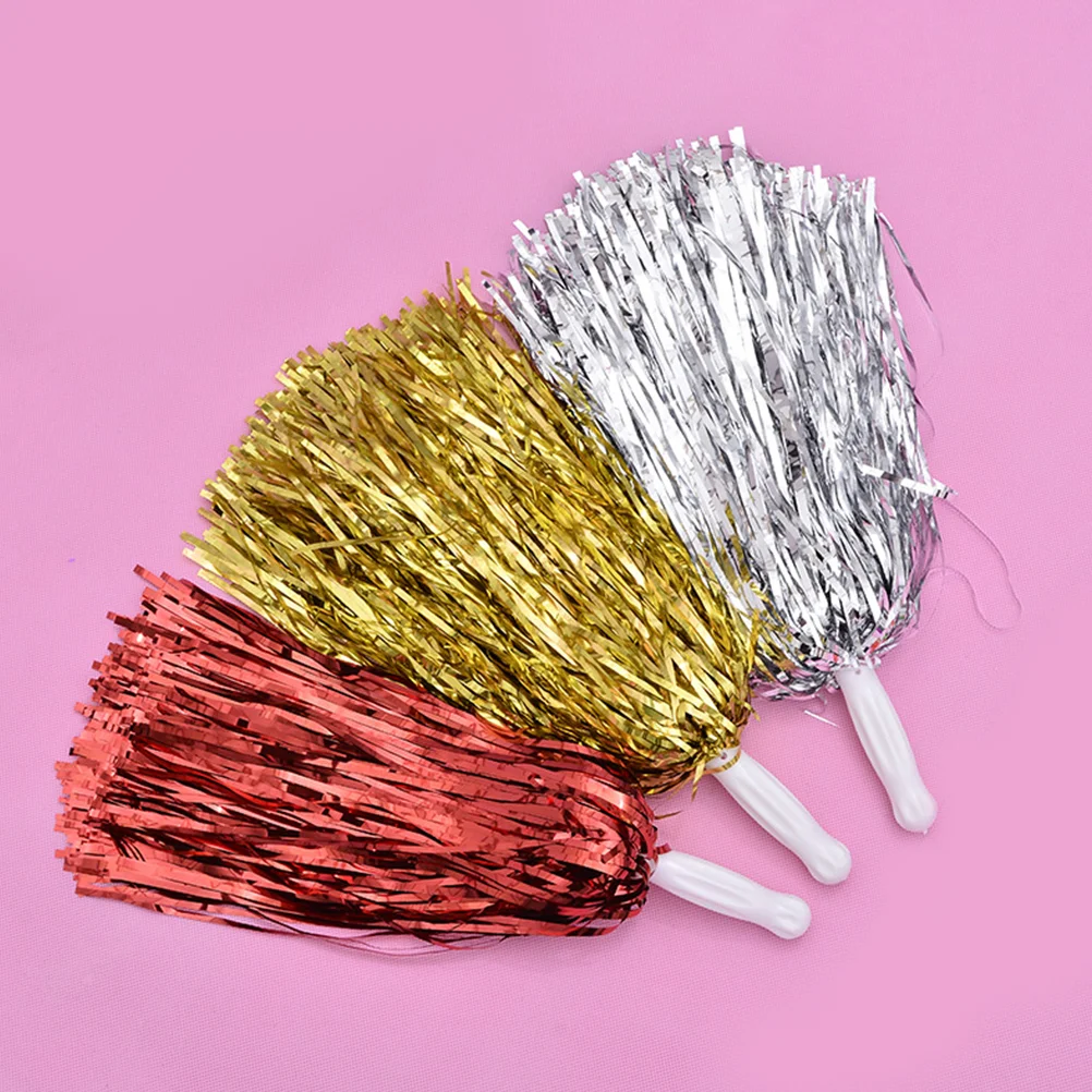 

6Pcs Plastic Cheerleader Cheerleading Pom Poms Party Costume Accessory Set Ball Dance Fancy Dress Party Sports Pompoms Cheer (Ra