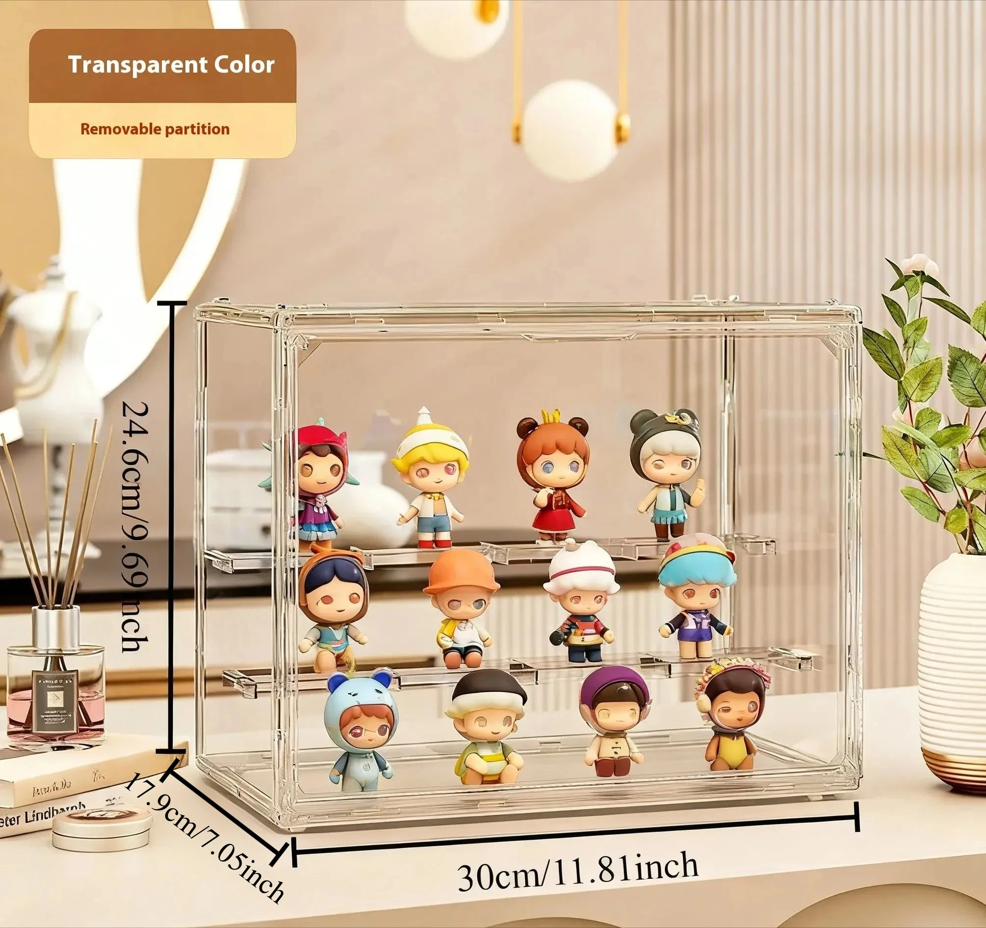 Transparent Storage Wonder: Blind Box Display Stand for Figurines, Dolls, and Acrylic Ornaments with Dust-Proof Case