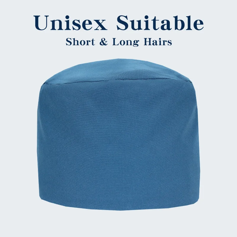 New Solid Color Stretch Scrub Caps Dental Clinic Nursing Hats Doctor Headwear Quick Dry Operating Room Caps with Buttons MSG-01