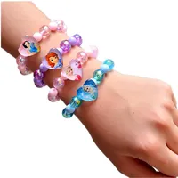 Disney Frozen Elsa Anna Princess Anime Bracelet Action Figure Toys lovely Crystal beads Wristand Girl Gift Birthday Gifts Toys