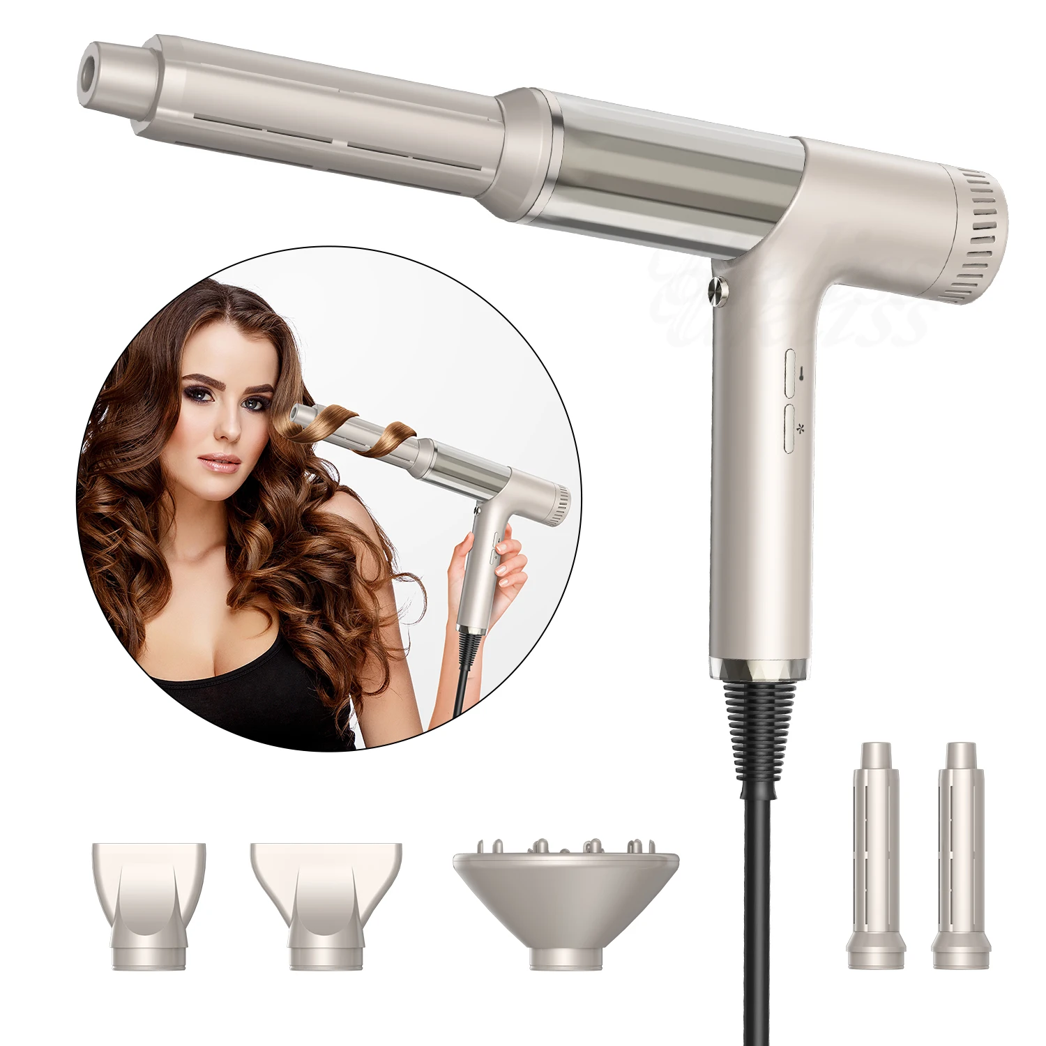 Professional 5 In 1 Hair Dryer Air Curler High Speed Blow Dryer with Diffuser Portable Hairdryer Electric Curling Iron Wand