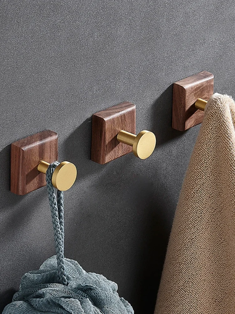 

Nordic Clothes Wall Metal Hooks Solid Wood Towel Bathroom Light Luxury Wall Hooks Creative Hanger Home Innovative Accessories