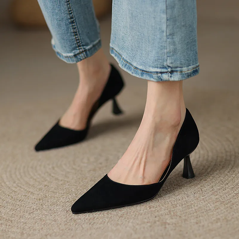 FEDONAS Basic Women Pumps Spring Summer Dress Office Ladies Pointed Toe Thin Heels Genuine Leather Shoes Woman Fashion Elegant