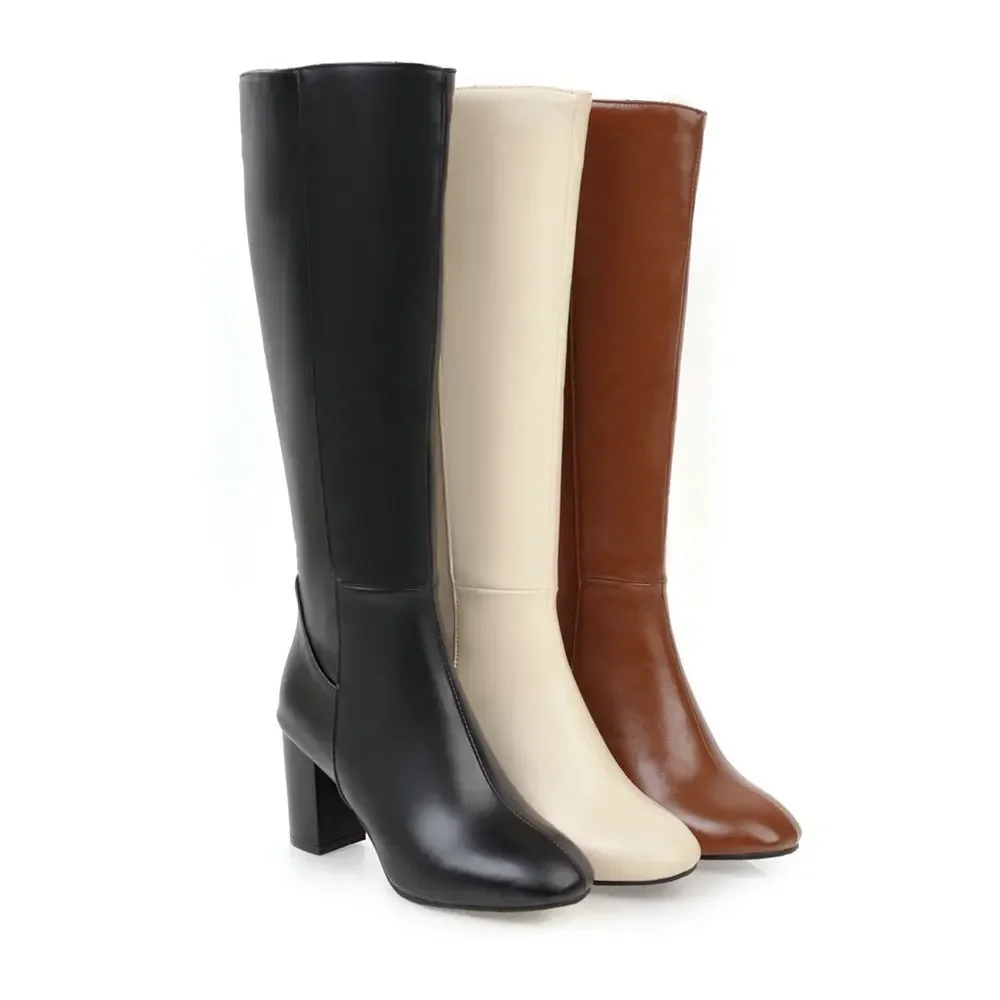 Botas hasta la rodilla para Mujer, zapatos cálidos De tacón alto, Botas finas a la moda, Size34-45 grande, invierno, 2022