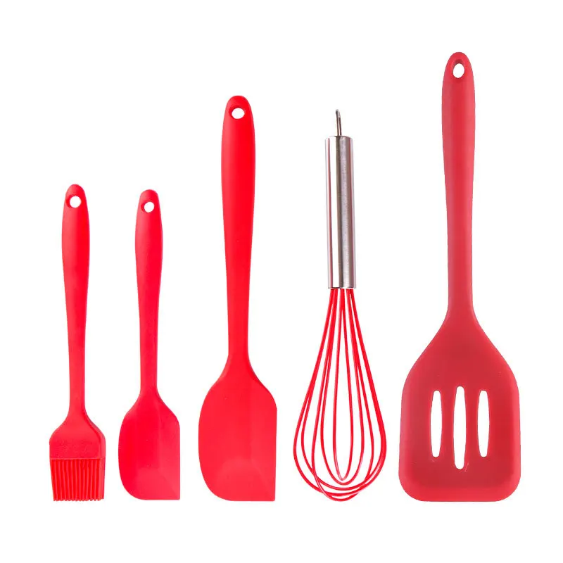 

Kitchen Accessories 5 Pcs Silicone Cooking Utensils Set Non-stick Spatula Cake Oil Brush Flexible Kitchen Utensils Sets